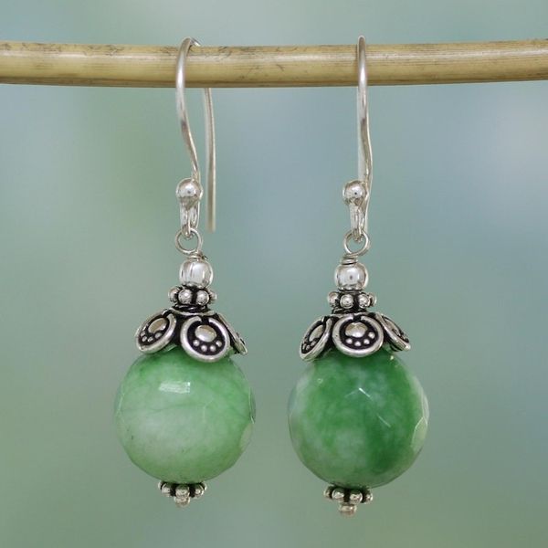 Alternate image for Green Aventurine and Sterling Silver Dangle Earrings Green Delight