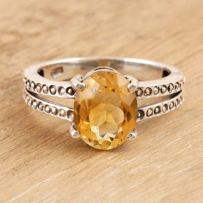 Alternate image for Sterling Silver and Citrine Solitaire Ring Sun Dots