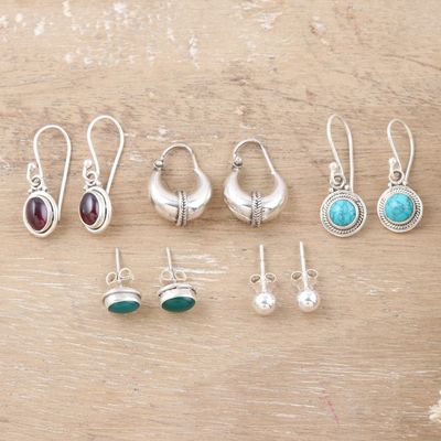 Alternate image for Set of 5 Gemstone Earrings Crafted from Sterling Silver Gem Trends