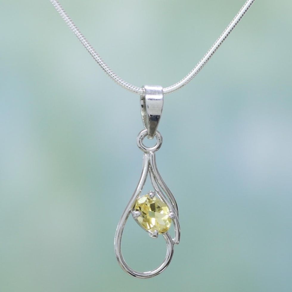 Citrine pendant necklace 'Sunny Dawn'