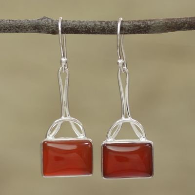 Alternate image for Onyx Rectangular Dangle Earrings from India Mystical Gaze in Scarlet