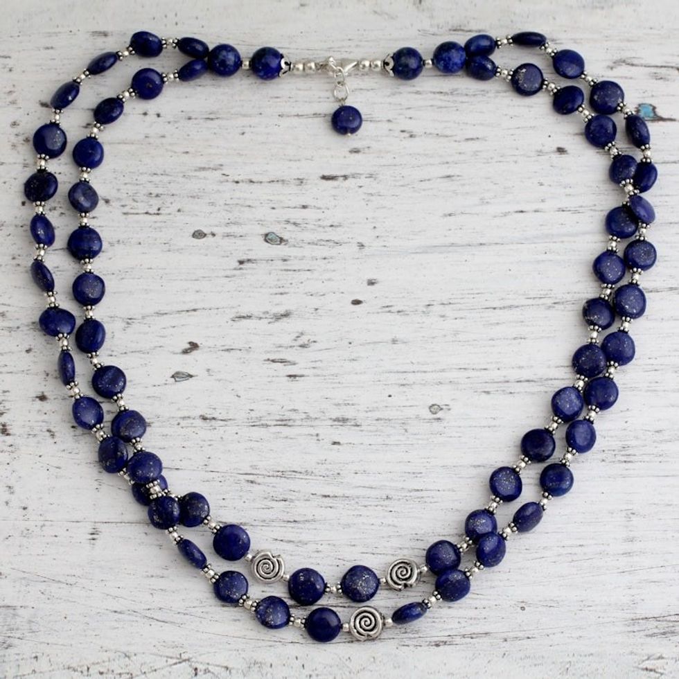 Lapis lazuli strand necklace 'Midnight Breeze'