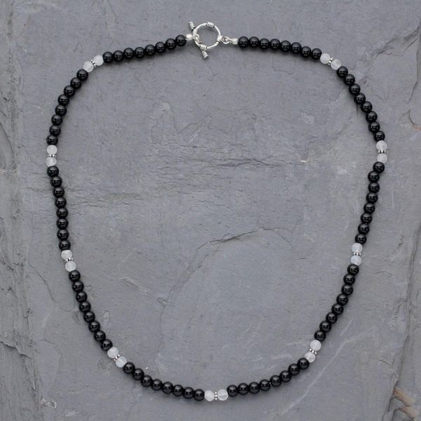 Alternate image for Onyx and moonstone beaded necklace Majestic Night