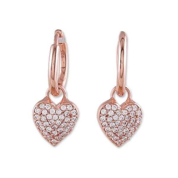 Alternate image for Rose Gold-Plated Heart Dangle Earrings with Cubic Zirconia Sparkling Heart