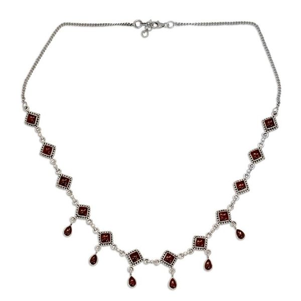 Alternate image for Garnet Necklace Sterling Silver Jewelry from India Queen of Diamonds