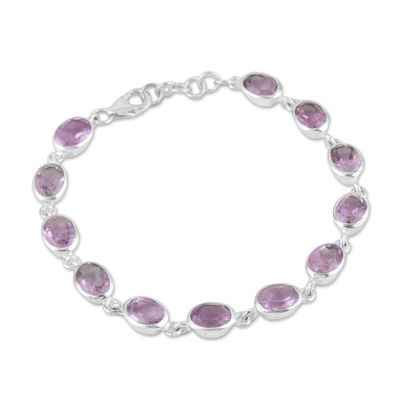 Alternate image for Amethyst and Sterling Silver Link Bracelet from India Lilac Luster