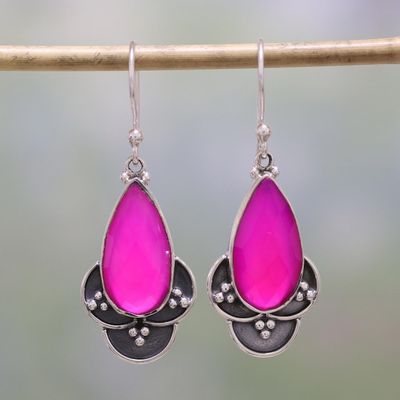 Alternate image for Pink Chalcedony and Sterling Silver Dangle Earrings Royal Radiance
