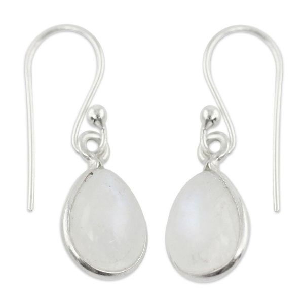 Alternate image for Artisan Crafted Rainbow Moonstone Earrings Hypnotic Minimalism