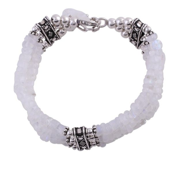 Alternate image for Beaded Jewelry Rainbow Moonstone Bracelet Sterling Silver Pure Love