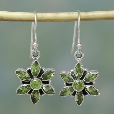 Alternate image for Peridot Earrings from Sterling Silver Flower Jewelry Daisy Beauty