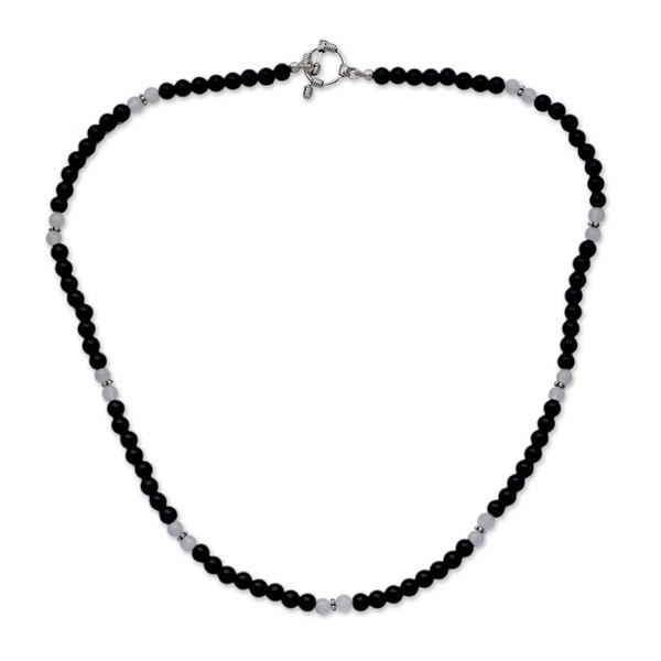 Alternate image for Onyx and moonstone beaded necklace Majestic Night