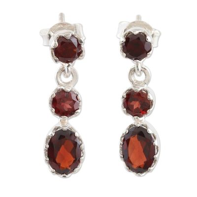 Alternate image for Garnet and Sterling Silver Dangle Earrings Weightless in Red