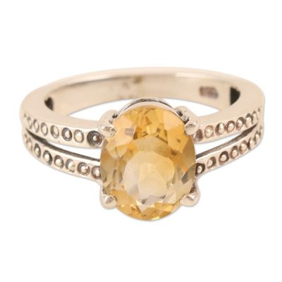Alternate image for Sterling Silver and Citrine Solitaire Ring Sun Dots
