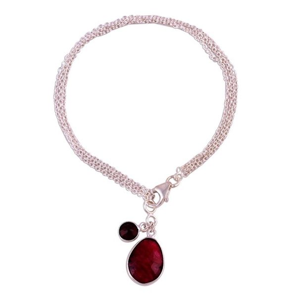 Alternate image for Ruby and Garnet Sterling Silver Charm Bracelet from India Twinkling Harmony