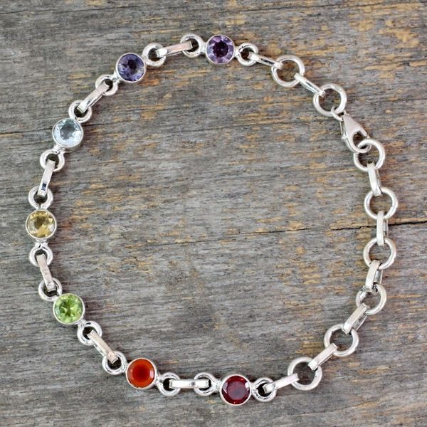 Alternate image for Sterling Silver Bracelet Multi Gemstone Chakra Jewelry Inner Space