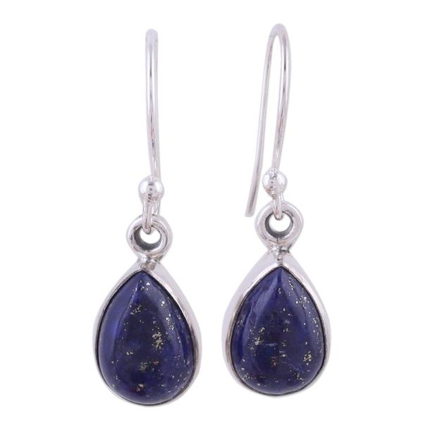 Alternate image for Lapis Lazuli and Sterling Silver Hook Earrings from India Be True