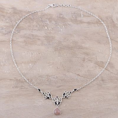 Alternate image for Moonstone Smoky Quartz Sterling Silver Pendant Necklace Evening Delight