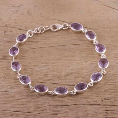 Alternate image for Amethyst and Sterling Silver Link Bracelet from India Lilac Luster