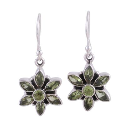 Alternate image for Peridot Earrings from Sterling Silver Flower Jewelry Daisy Beauty