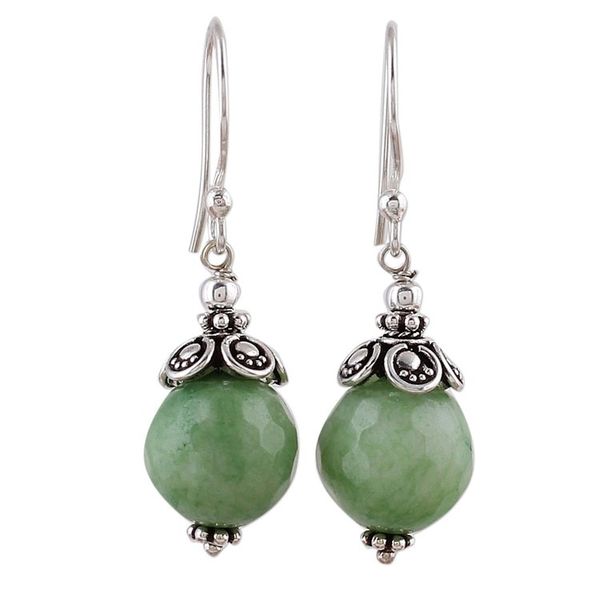 Alternate image for Green Aventurine and Sterling Silver Dangle Earrings Green Delight