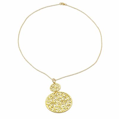 Alternate image for Gold Plated Sterling Silver Pendant Necklace from India Golden Waves