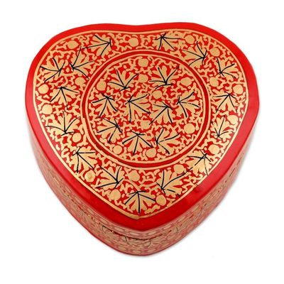 Alternate image for Chinar Leaf Motif Heart Shaped Decorative Box Kashmir Romance