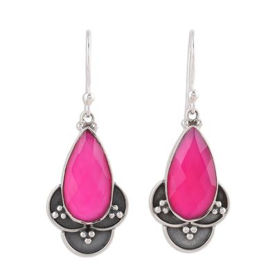 Alternate image for Pink Chalcedony and Sterling Silver Dangle Earrings Royal Radiance