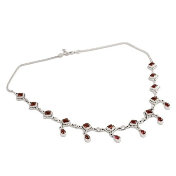 Alternate image for Garnet Necklace Sterling Silver Jewelry from India Queen of Diamonds