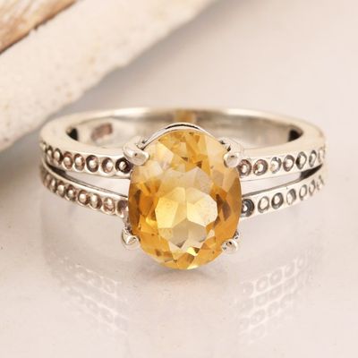 Alternate image for Sterling Silver and Citrine Solitaire Ring Sun Dots