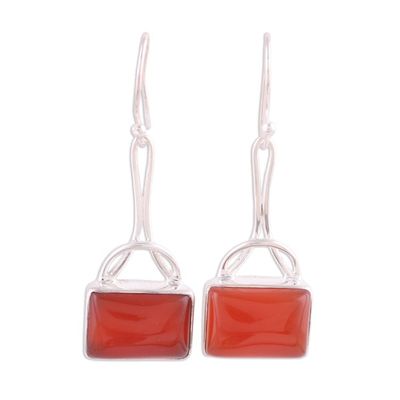 Alternate image for Onyx Rectangular Dangle Earrings from India Mystical Gaze in Scarlet