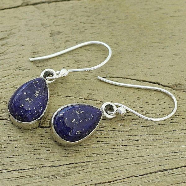 Alternate image for Lapis Lazuli and Sterling Silver Hook Earrings from India Be True
