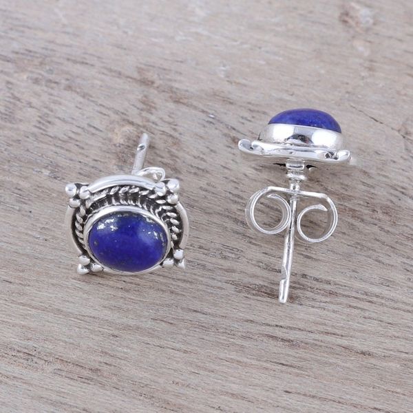 Alternate image for Lapis Lazuli Stud Earrings from India Morning Crowns