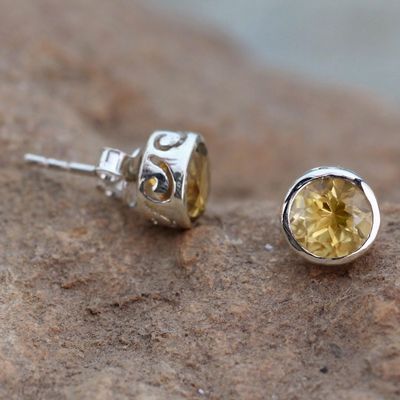 Alternate image for Citrine Stud Earrings Sterling Silver Jewelry Spark of Life