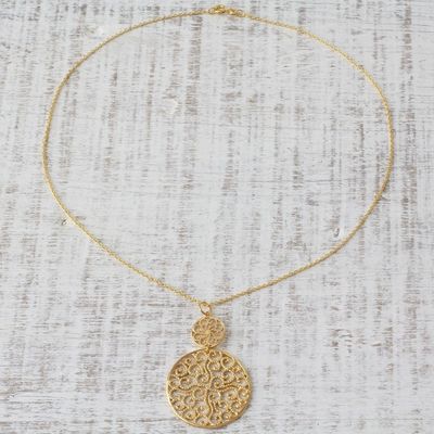Alternate image for Gold Plated Sterling Silver Pendant Necklace from India Golden Waves