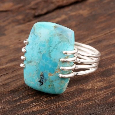 Alternate image for Reconstituted Turquoise Cocktail Ring from India Stunning Charm