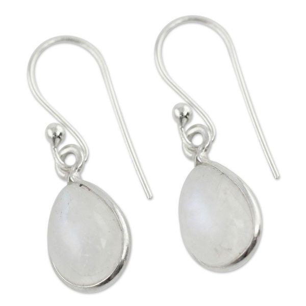 Alternate image for Artisan Crafted Rainbow Moonstone Earrings Hypnotic Minimalism