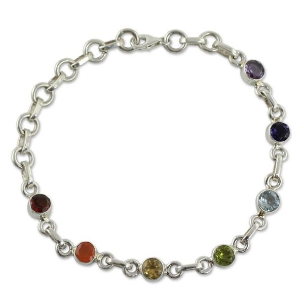 Alternate image for Sterling Silver Bracelet Multi Gemstone Chakra Jewelry Inner Space