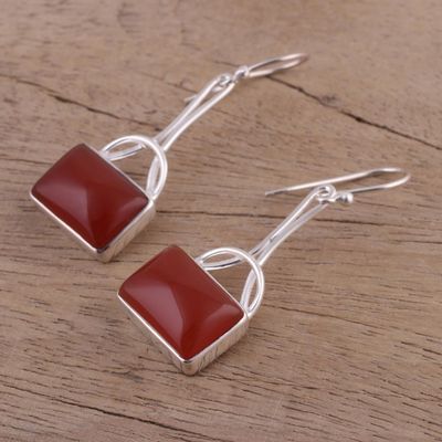 Alternate image for Onyx Rectangular Dangle Earrings from India Mystical Gaze in Scarlet