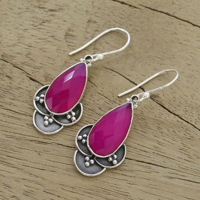 Alternate image for Pink Chalcedony and Sterling Silver Dangle Earrings Royal Radiance
