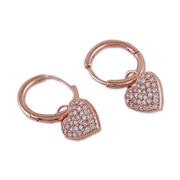 Alternate image for Rose Gold-Plated Heart Dangle Earrings with Cubic Zirconia Sparkling Heart