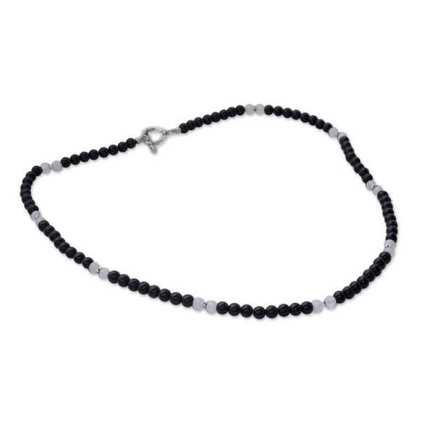 Alternate image for Onyx and moonstone beaded necklace Majestic Night