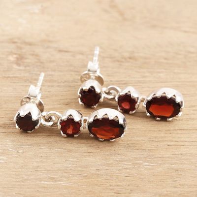 Alternate image for Garnet and Sterling Silver Dangle Earrings Weightless in Red