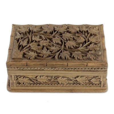 Alternate image for Hand Carved Wood Jewelry Box Ivy Fantasy