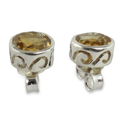 Alternate image for Citrine Stud Earrings Sterling Silver Jewelry Spark of Life