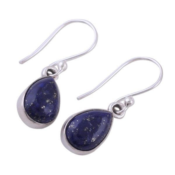 Alternate image for Lapis Lazuli and Sterling Silver Hook Earrings from India Be True
