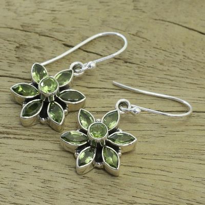 Alternate image for Peridot Earrings from Sterling Silver Flower Jewelry Daisy Beauty