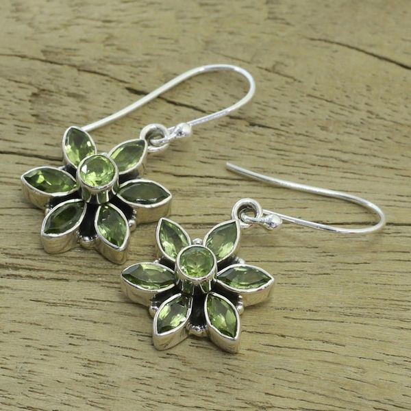 Alternate image for Peridot Earrings from Sterling Silver Flower Jewelry Daisy Beauty