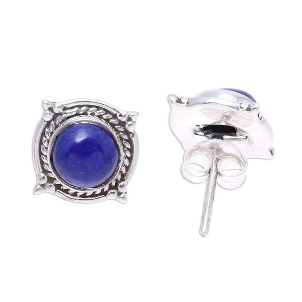 Alternate image for Lapis Lazuli Stud Earrings from India Morning Crowns