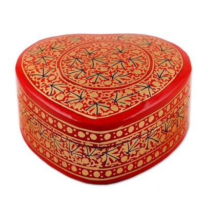 Alternate image for Chinar Leaf Motif Heart Shaped Decorative Box Kashmir Romance