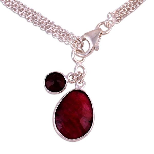 Alternate image for Ruby and Garnet Sterling Silver Charm Bracelet from India Twinkling Harmony
